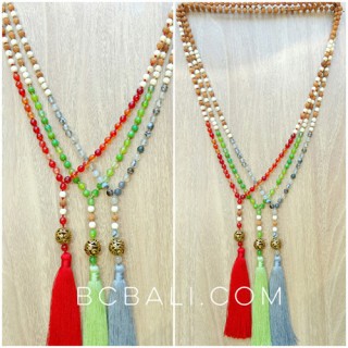 ceramic glass beads colorful necklace tassels free shipping 40 pieces